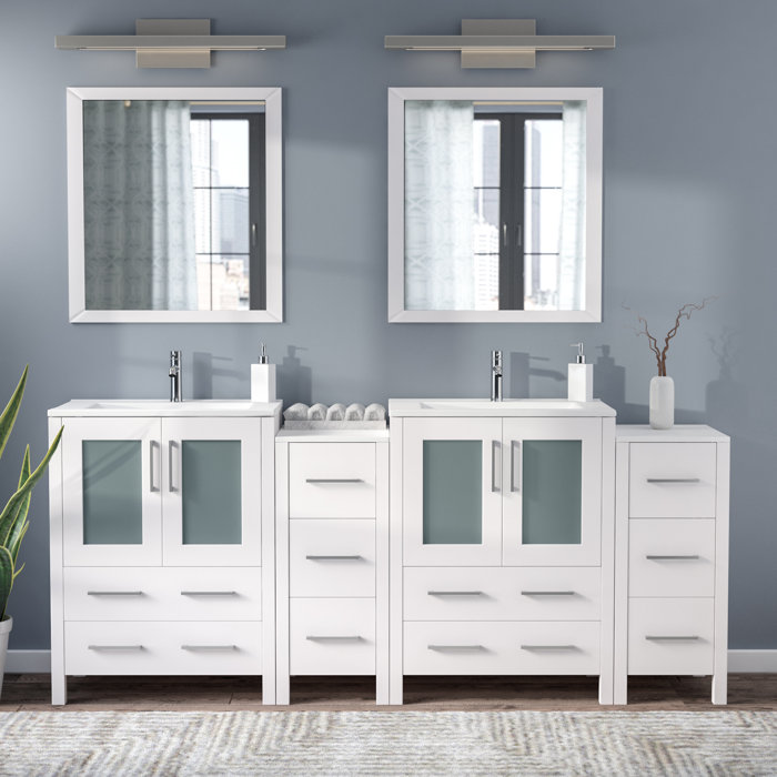 Wade Logan® Karson Modern 72" Double Bathroom Vanity Set with Mirror & Reviews Wayfair
